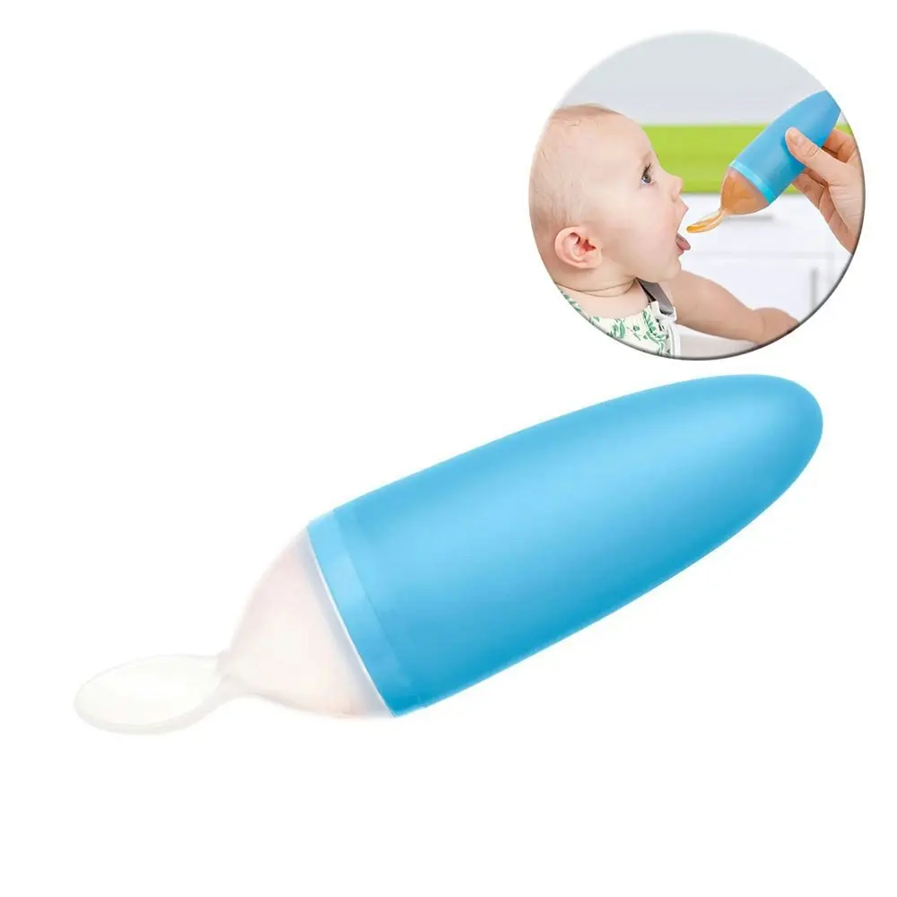 Boon Squirt Blue Silicone Food Feeding Dispensing Spoon/Utensils Baby/Toddler