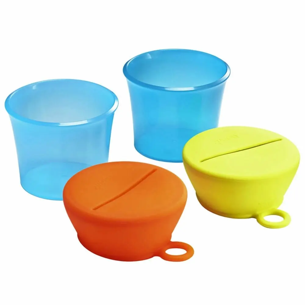 Boon Snug Baby/Toddler Snack Container Food Silicone Lid w/ Cup Storage 9m+ Blue