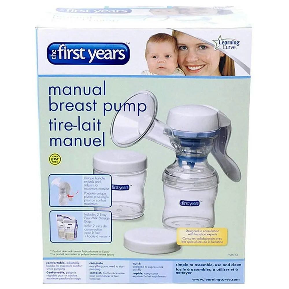 The First years Baby Manual Breastfeeding Breast Milk BPA Free Pump w/2 Bottles