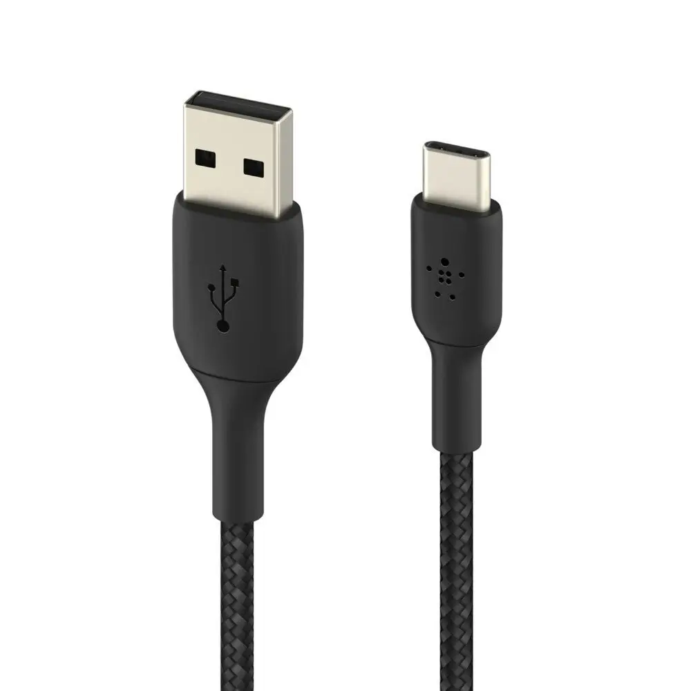 Belkin 2M Braided USB-A to USB-C Cable Data Sync Connector for Smartphones Black