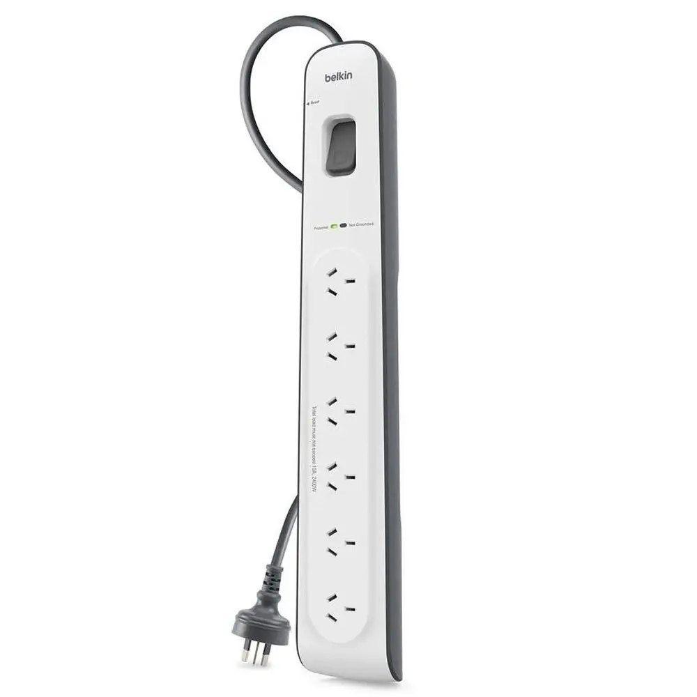 Belkin 6-outlet Surge Protection/Protector Strip w/ 2m Power Cord Charging Ports