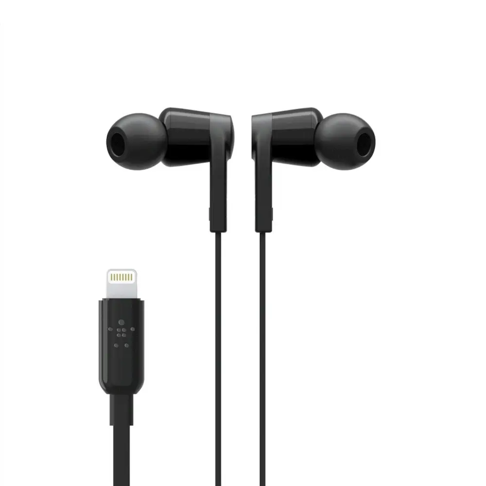 Belkin Rockstar Lightning MFI-Certified In-Ear Earphones w/Mic for iPhone Black