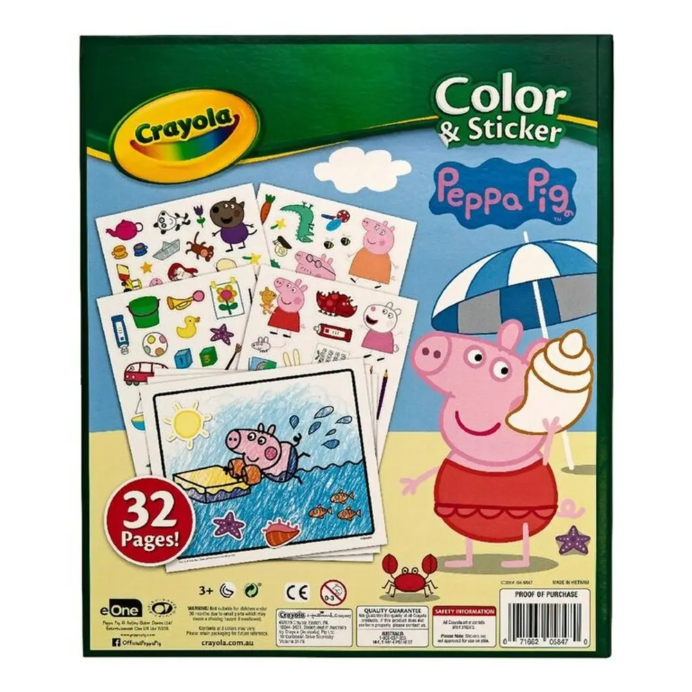 32pg Crayola Peppa Pig Colour Sticker Activity Picture Book Kids/Children 3y+