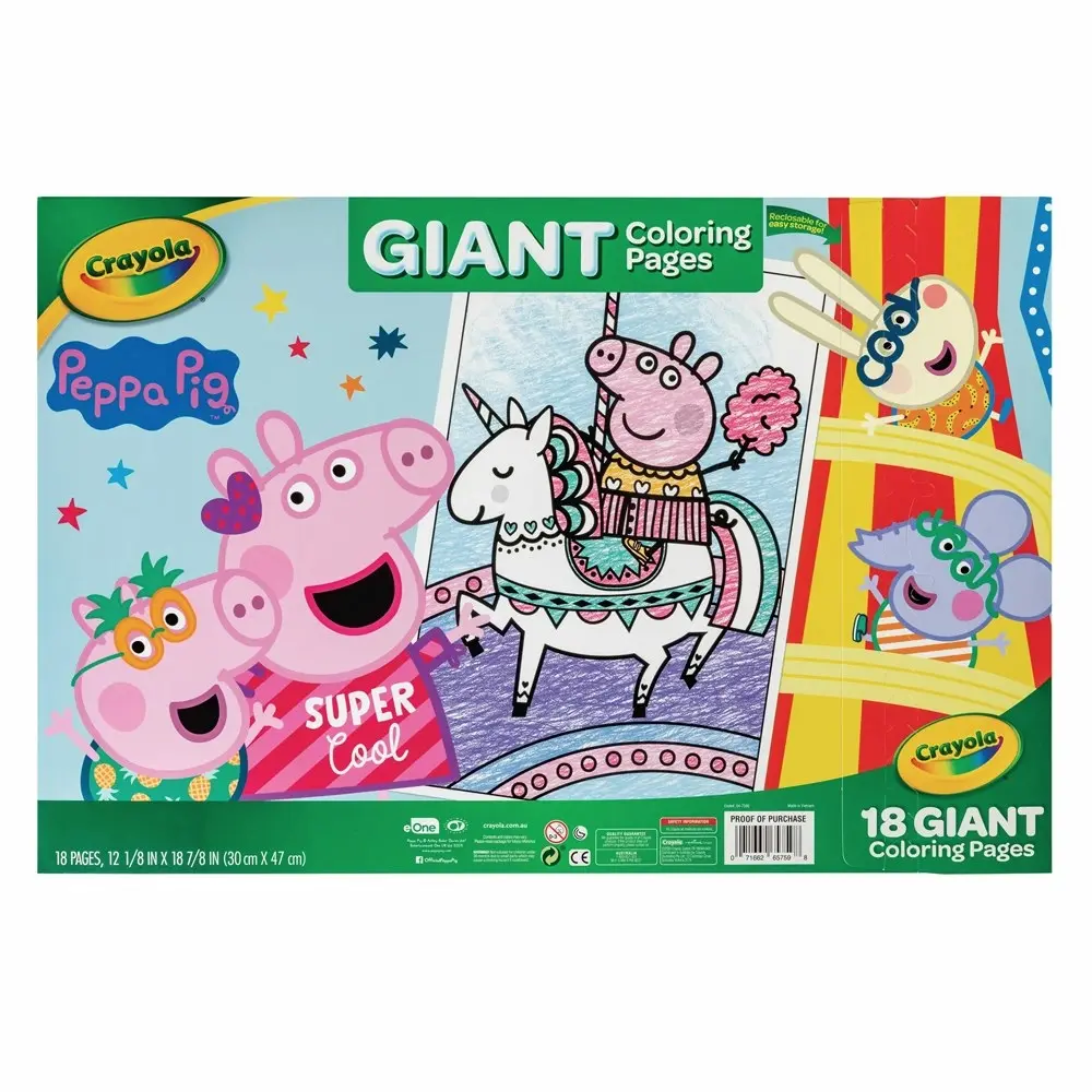 18pg Crayola 30x47cm Peppa Pig Giant Colouring Pages Activity Picture Kids 3y+