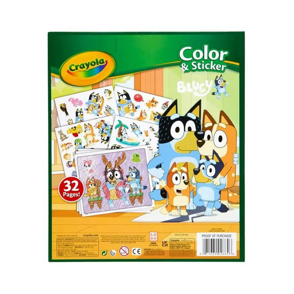 32pg Crayola Bluey Colour/Sticker Learning Activity Picture Book Children 3y+