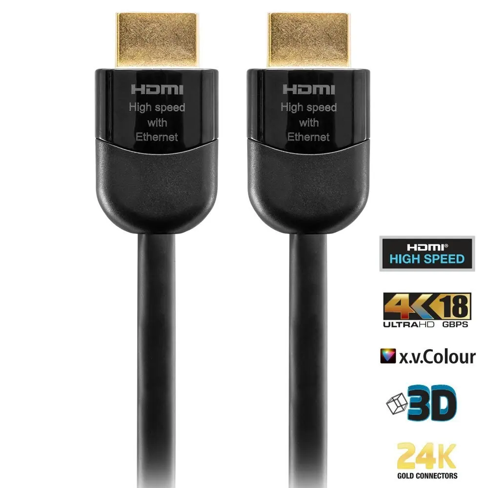 2x Pro.2 HL18G5M Premium 5m HDMI Lead Cable 4K 2160P HD Ethernet Gold Plated