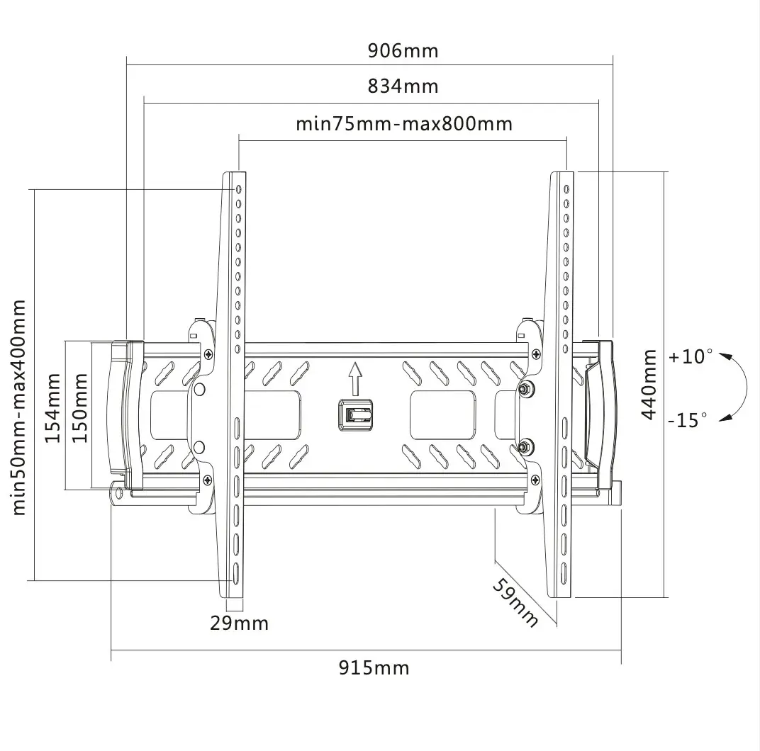 Aidoru 37-70in Universal LED TV/Monitor Tilt Wall Mount/Bracket VESA 800x400