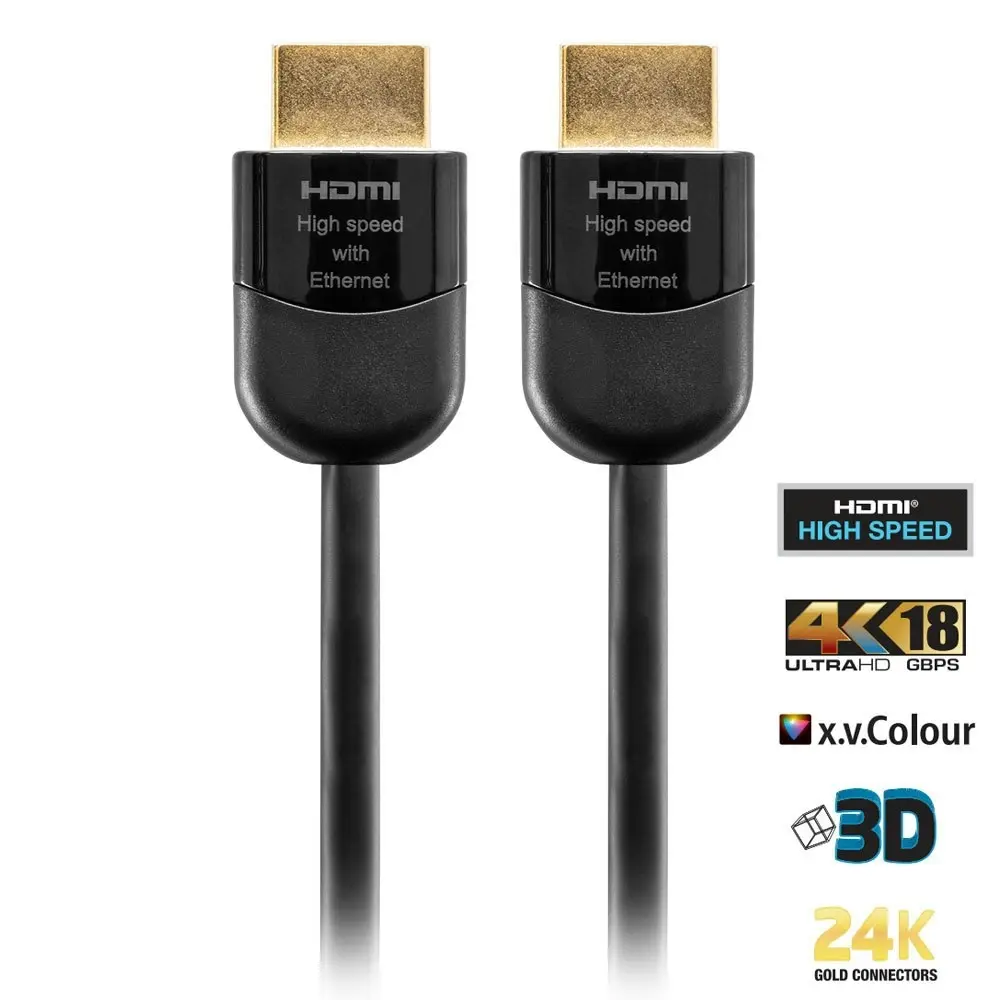 2x Pro2 Premium 0.5M HDMI Lead Cable 4K 2160P Full HD Ethernet Gold Plated