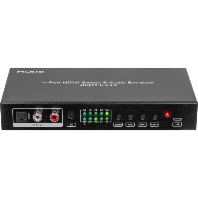 Pro.2 4-Way 36bit 18GBps HDMI 5V 2.0 Switcher/Audio Extractor w/Remote/RCA Ouput