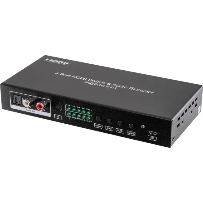 Pro.2 4-Way 36bit 18GBps HDMI 5V 2.0 Switcher/Audio Extractor w/Remote/RCA Ouput