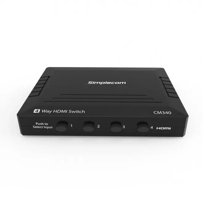 Simplecom CM340 4-Way Mechanical HDMI Female Ports/Manual Switch Box 4K UHD HDCP