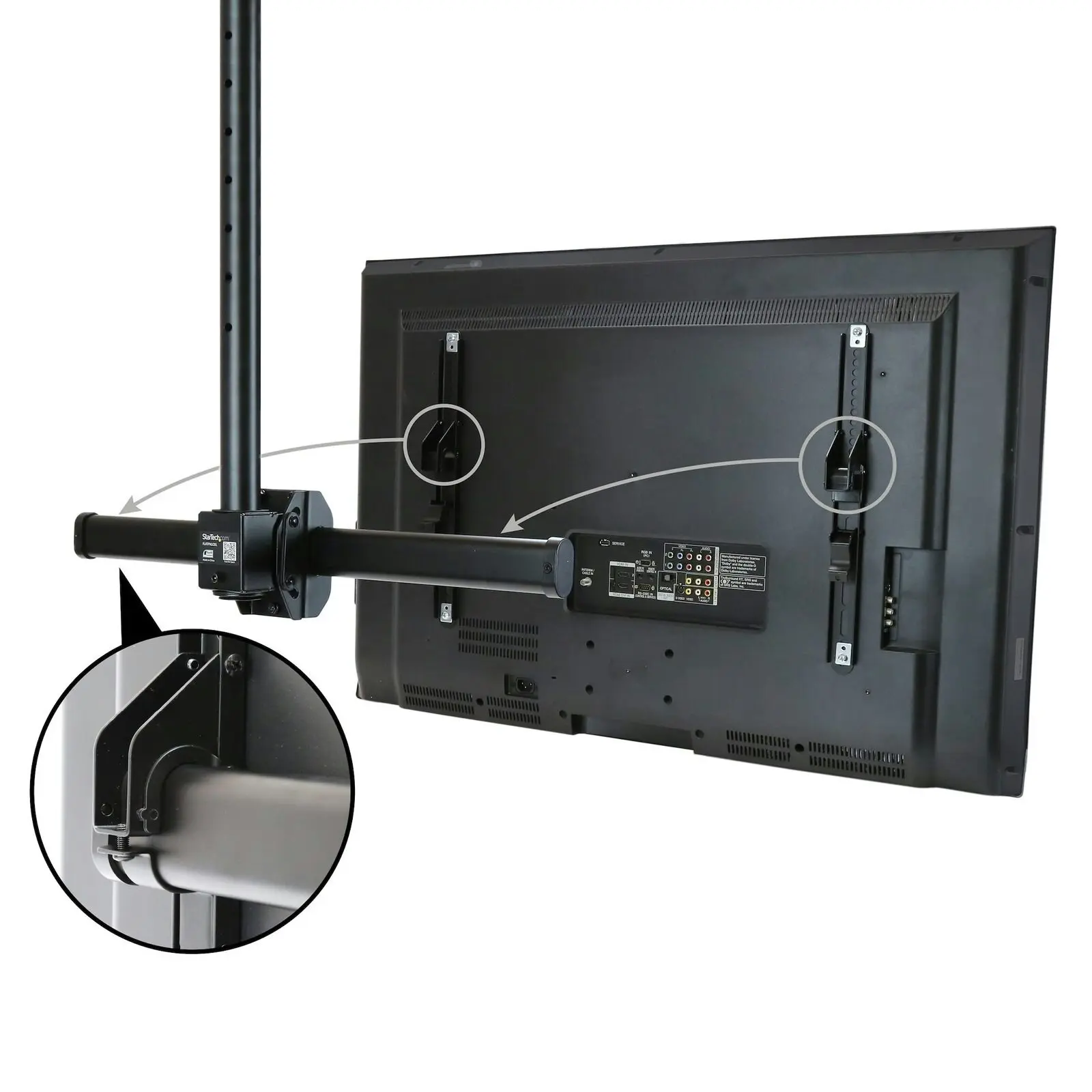 Star Tech Adjustable Pole Full Motion Ceiling TV Mount for 32-75in 50kg Display