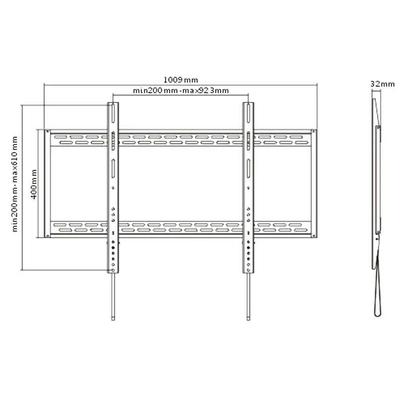 Brateck Xl Wall Mount Fixed Bracket Holder for Curved/Flat Panel 60"-100" TV