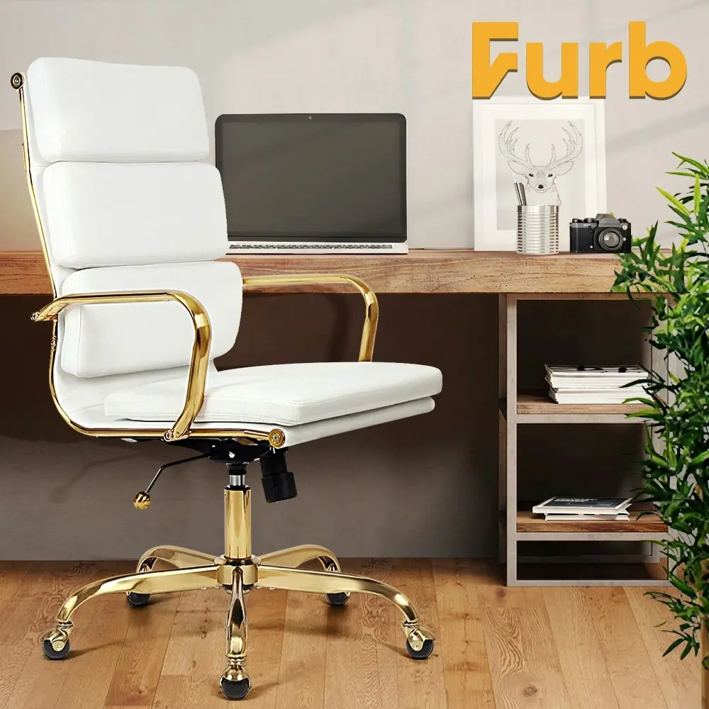 Furb Office Chair Executive High-Back Computer PU Leather Seat Work Study White Eames Replica