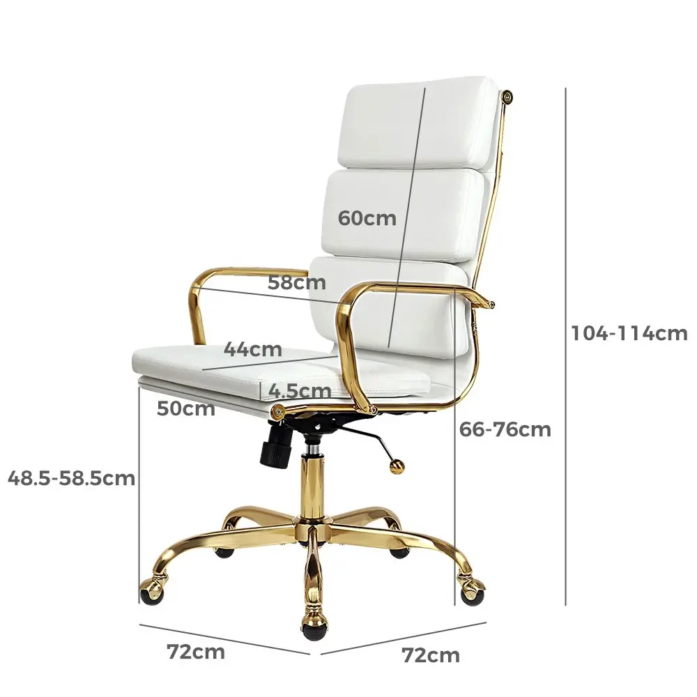 Furb Office Chair Executive High-Back Computer PU Leather Seat Work Study White Eames Replica