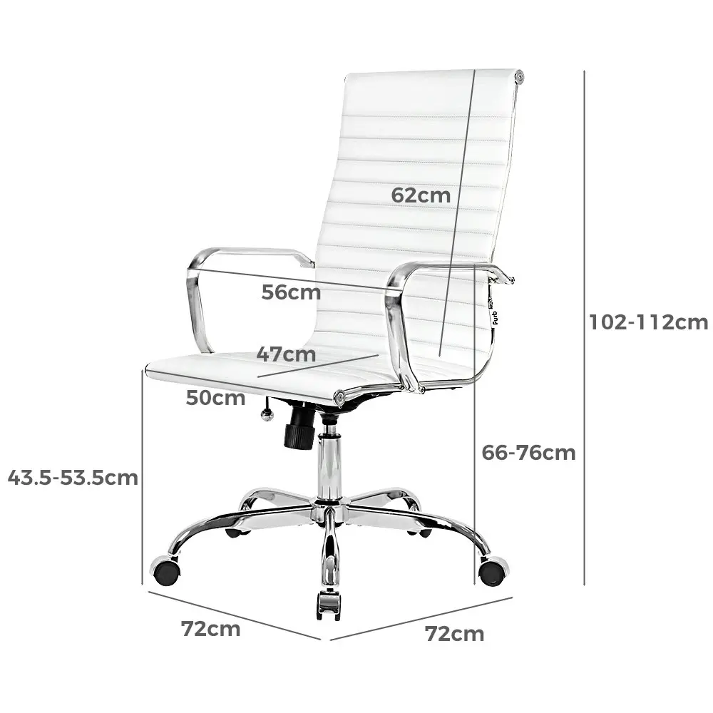 Furb Office Chair Executive High-Back Computer PU Leather Seat Study Wh Svr Eames Replica