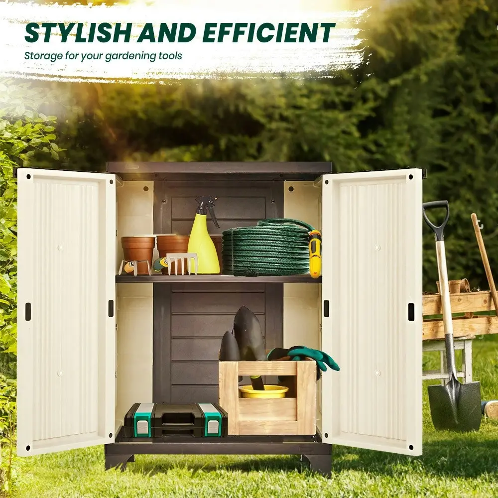 Groverdi Outdoor Storage Cabinet Box Adjustable Patio Sheds Lockable Backyard Tools Garage Organiser