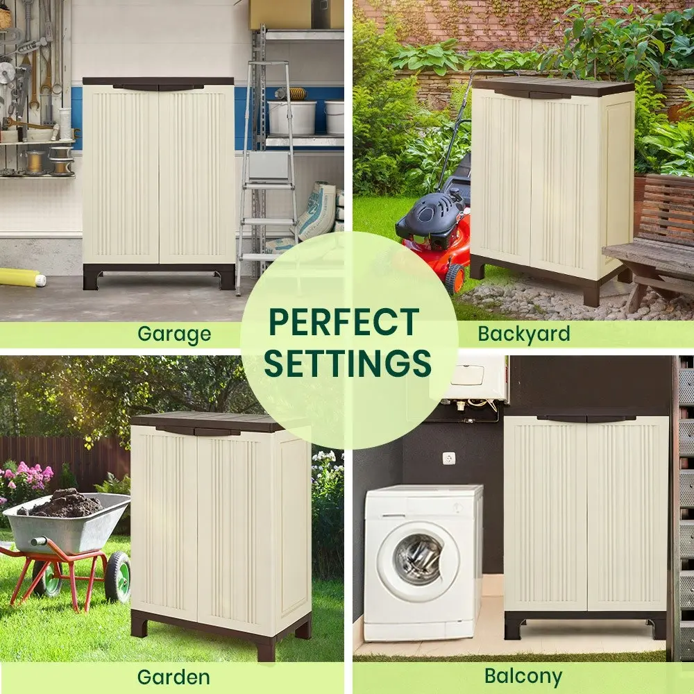 Groverdi Outdoor Storage Cabinet Box Adjustable Patio Sheds Lockable Backyard Tools Garage Organiser