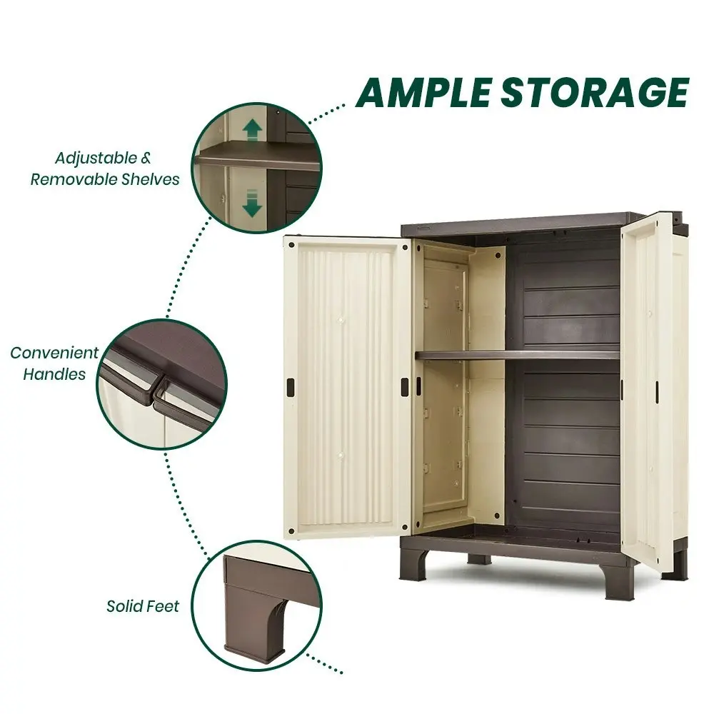 Groverdi Outdoor Storage Cabinet Box Adjustable Patio Sheds Lockable Backyard Tools Garage Organiser