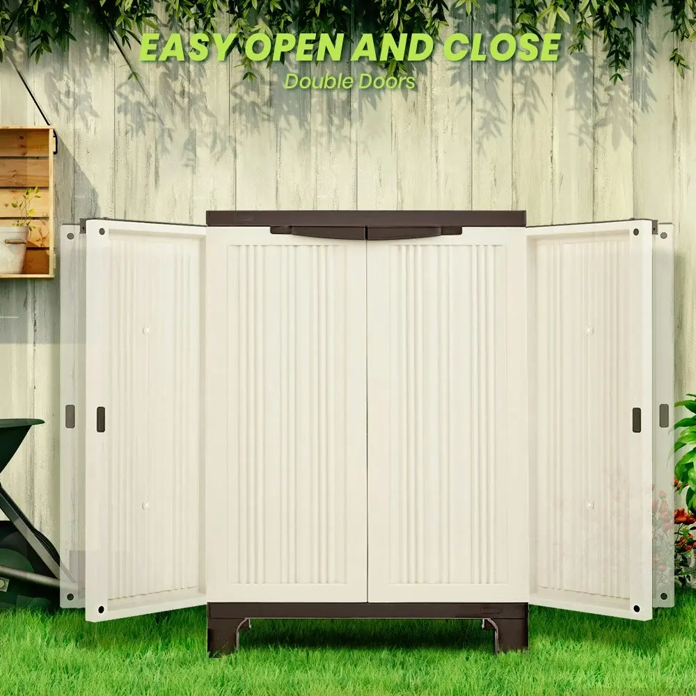 Groverdi Outdoor Storage Cabinet Box Adjustable Patio Sheds Lockable Backyard Tools Garage Organiser