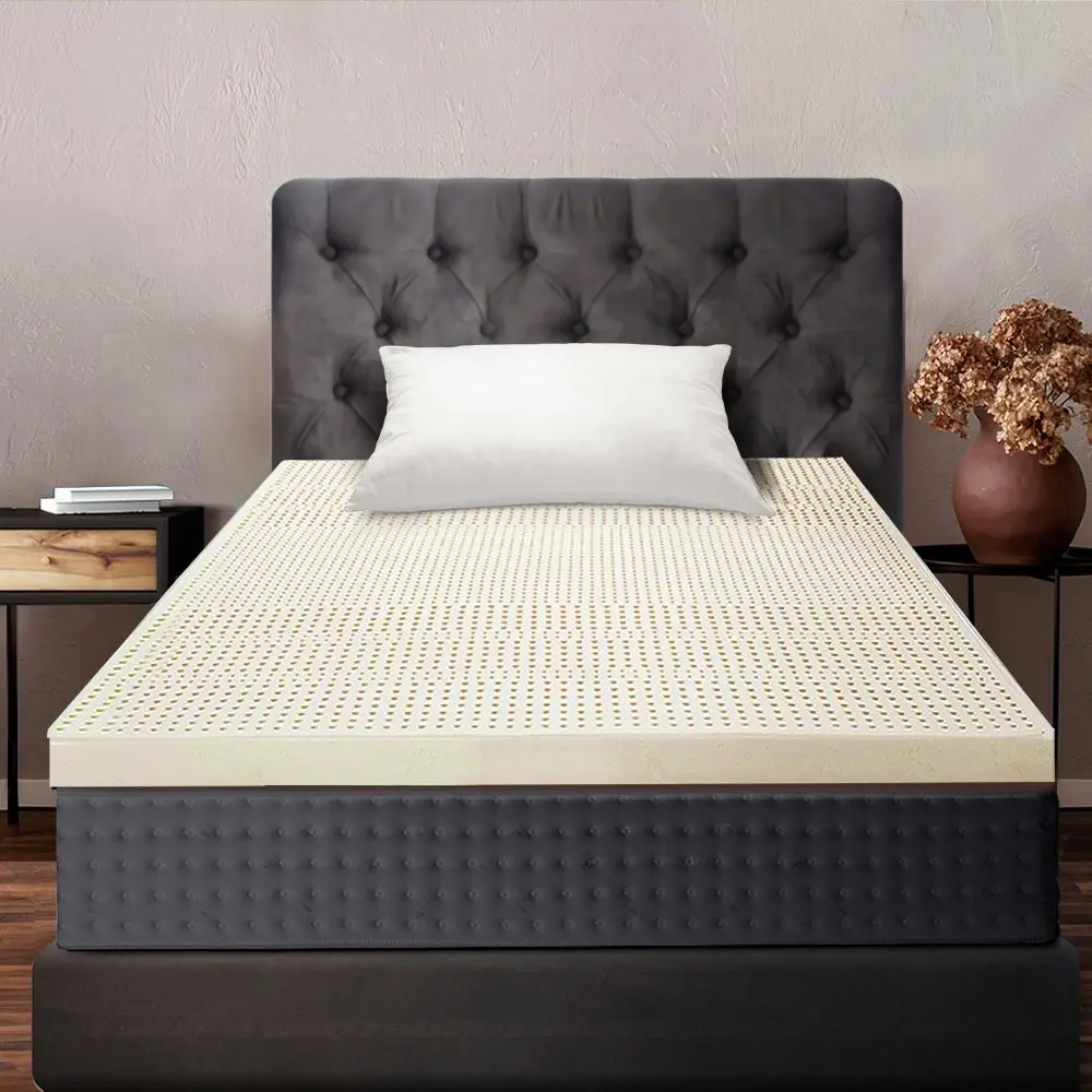 Mona Bedding Pure Natural Latex Mattress Topper Single Size 7 Zone Underlay Protector S 5cm Bed Pad