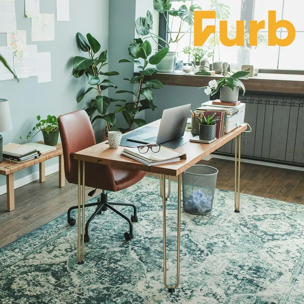 Furb 4x Hairpin Coffee Table Legs Support Dinner Table Steel DIY Industrial Desk Bench 2 Rods 60CM