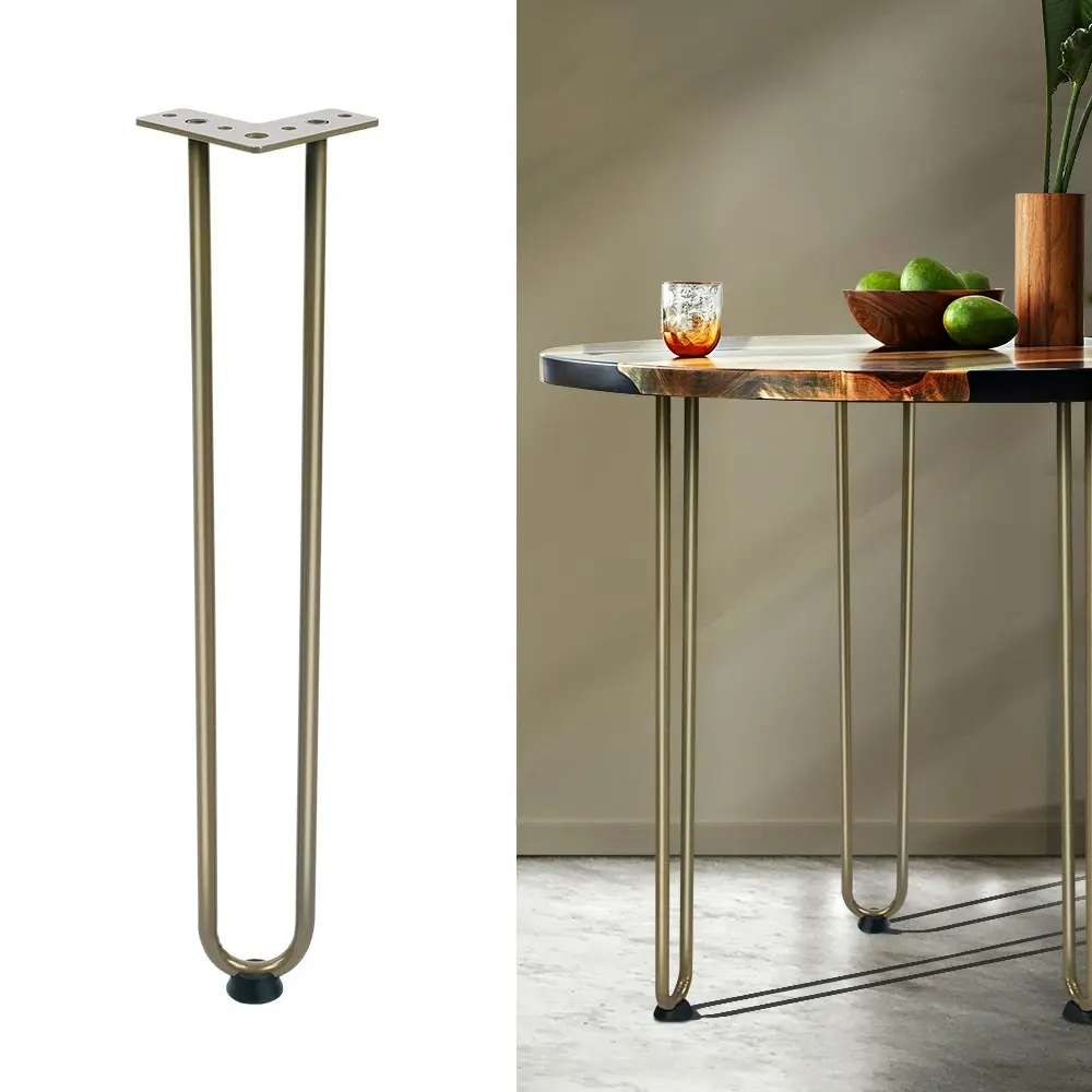 Furb 4x Hairpin Coffee Table Legs Support Dinner Table Steel DIY Industrial Desk Bench 2 Rods 60CM