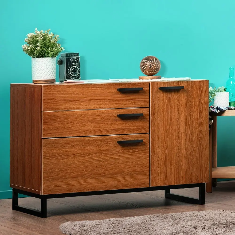 Furb Sideboard Cabinet Storage Shelf Organiser Cupboard Kitchen Hallway Table Industrial Rustic Oak Large