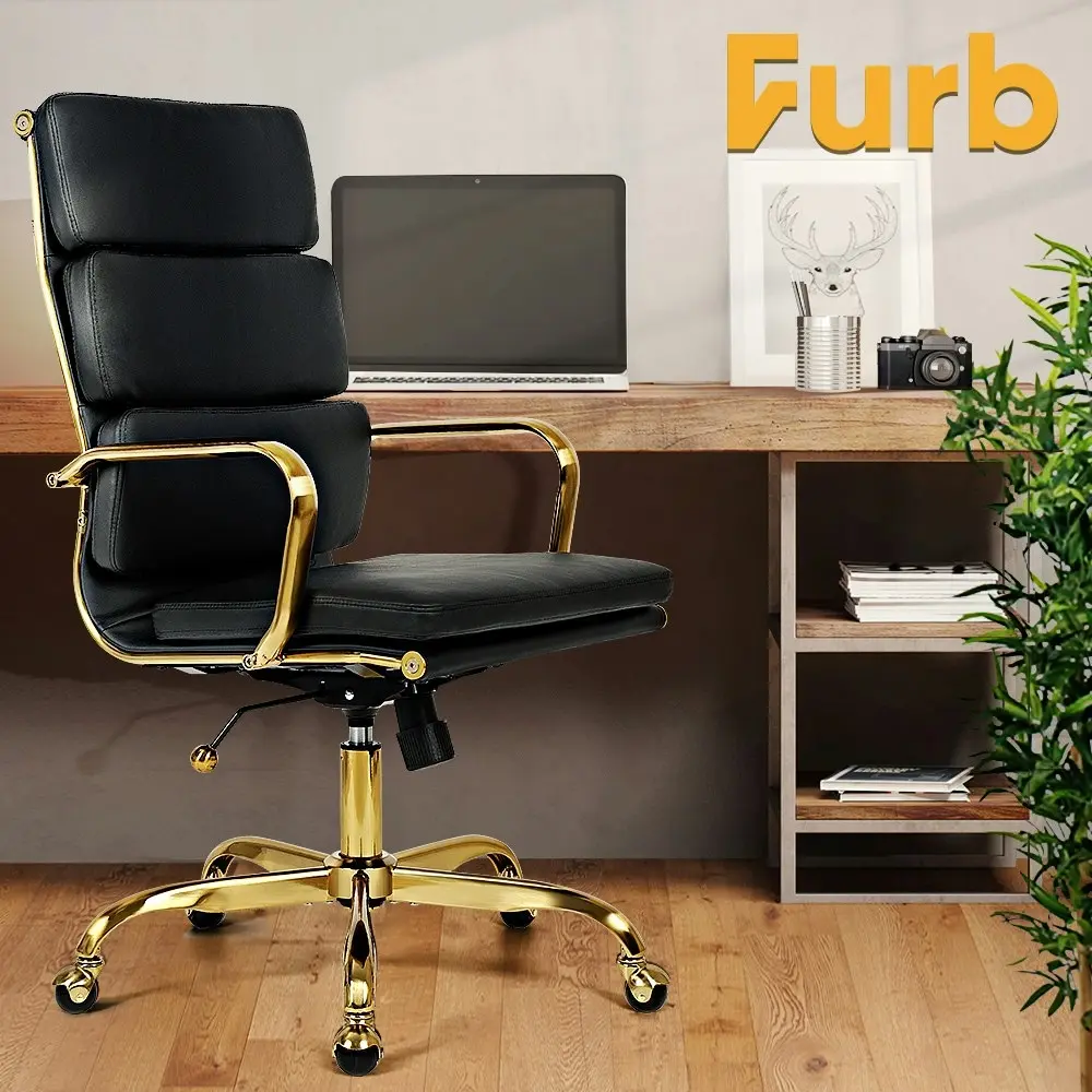 Furb Office Chair Executive High-Back Computer PU Leather Seat Work Study Black Eames Replica