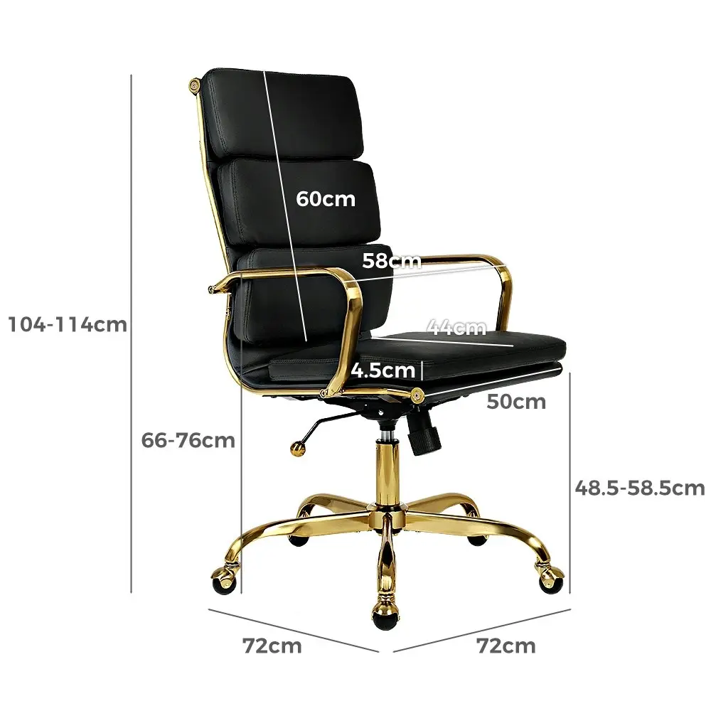 Furb Office Chair Executive High-Back Computer PU Leather Seat Work Study Black Eames Replica