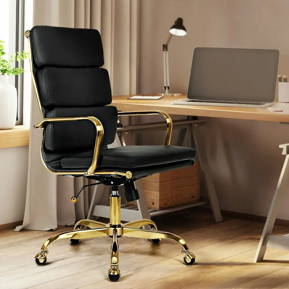 Furb Office Chair Executive High-Back Computer PU Leather Seat Work Study Black Eames Replica