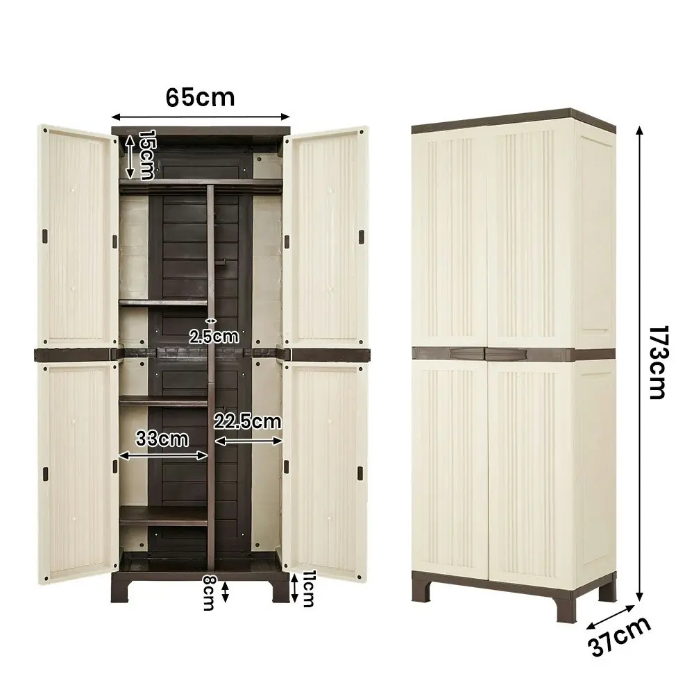 Groverdi Outdoor Storage Cabinet Box Garden Sheds Lockable Cupboard Tall Garage Yard Tools Organiser