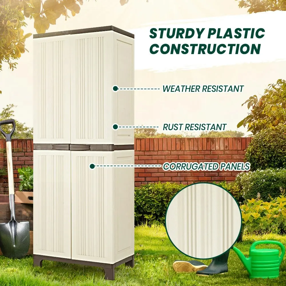 Groverdi Outdoor Storage Cabinet Box Garden Sheds Lockable Cupboard Tall Garage Yard Tools Organiser