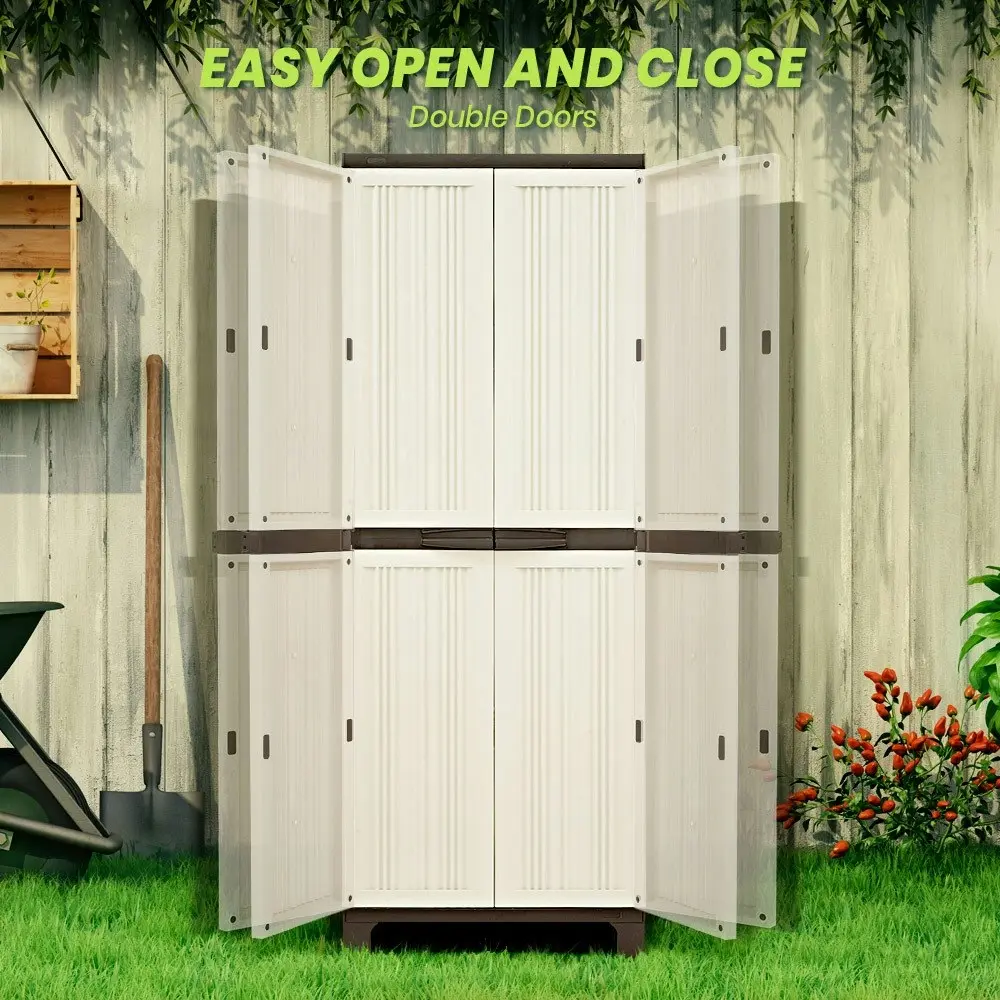 Groverdi Outdoor Storage Cabinet Box Garden Sheds Lockable Cupboard Tall Garage Yard Tools Organiser