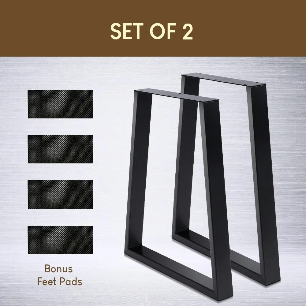 Furb 2x Trapezoid Table Legs Support Coffee Dinner Table Steel DIY Industrial Desk Bench 71x45/65CM