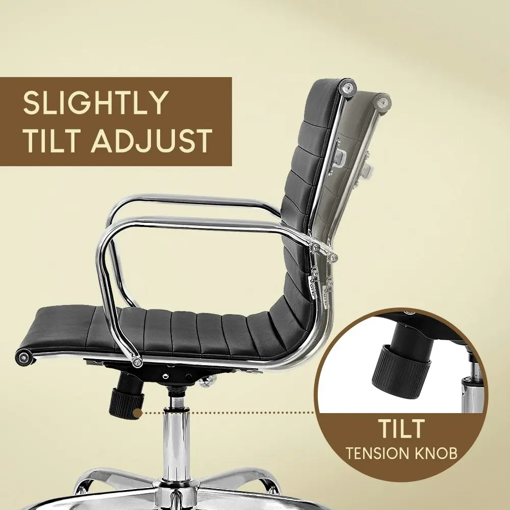 Furb Office Chair Executive Mid-Back Computer PU Leather Seat Work Study Bk Svr Eames Replica