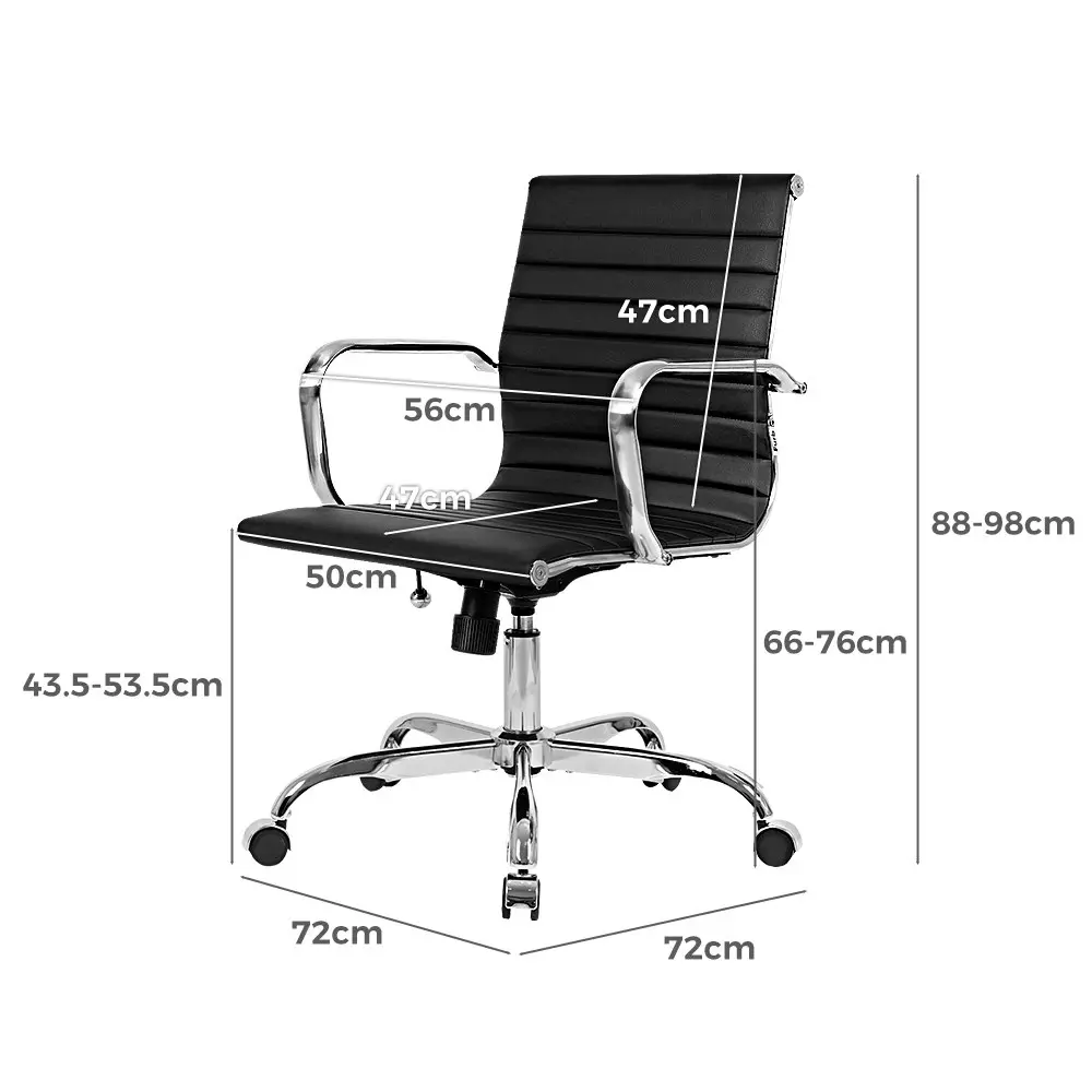 Furb Office Chair Executive Mid-Back Computer PU Leather Seat Work Study Bk Svr Eames Replica