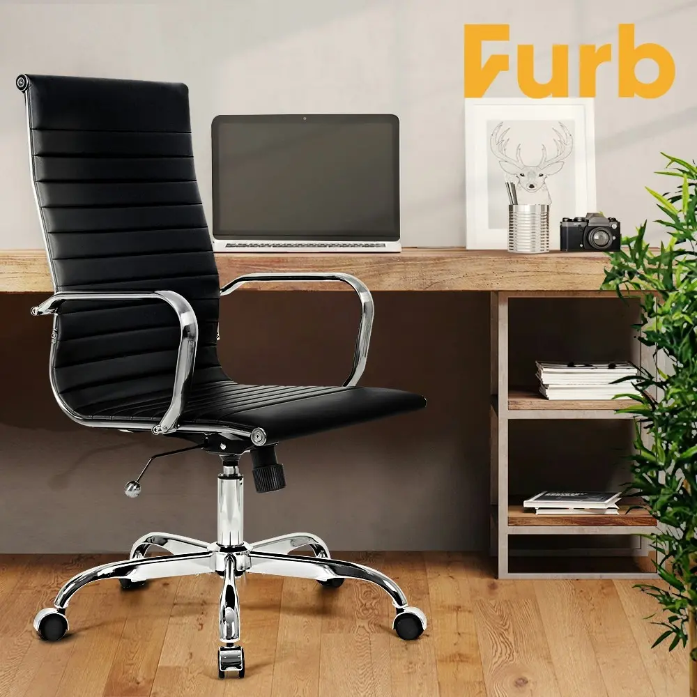 Furb Office Chair Executive High-Back Computer PU Leather Seat Study Bk Svr Eames Replica