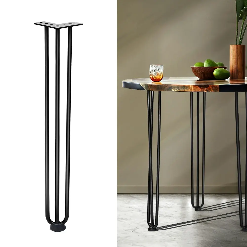 Furb 4x Hairpin Coffee Table Legs Support Dinner Table Steel DIY Industrial Desk Bench 3 Rods 60CM