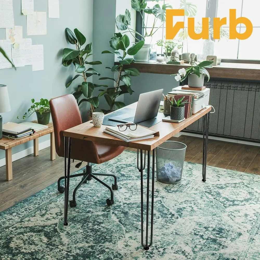 Furb 4x Hairpin Coffee Table Legs Support Dinner Table Steel DIY Industrial Desk Bench 3 Rods 60CM