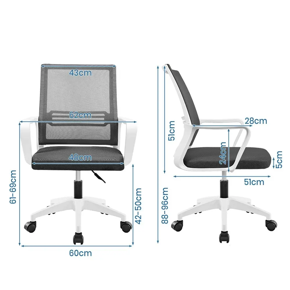 Furb Office Chair Computer Mesh Executive Chairs Study Work Lifting Seat White Dark Grey