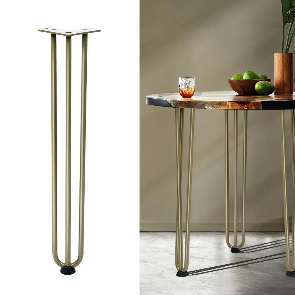 Furb 4x Hairpin Table Legs Support Coffee Dinner Table Steel DIY Industrial Desk Legs 3 Rods 60CM