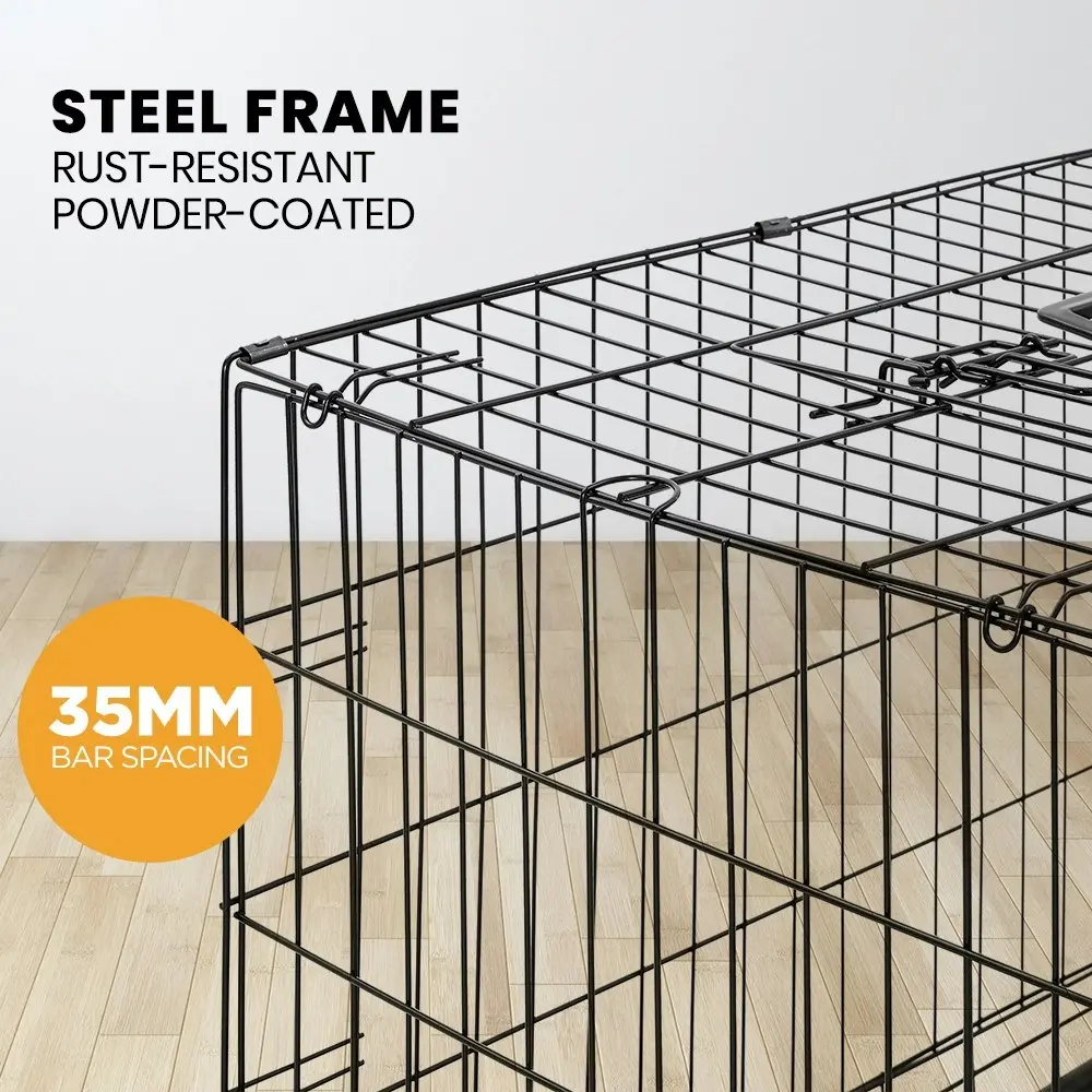 Taily 30" Dog Cage 3 Doors Pet Crate Foldable Metal Frame Kennel Rabbit Cat Puppy Playpen House Tray