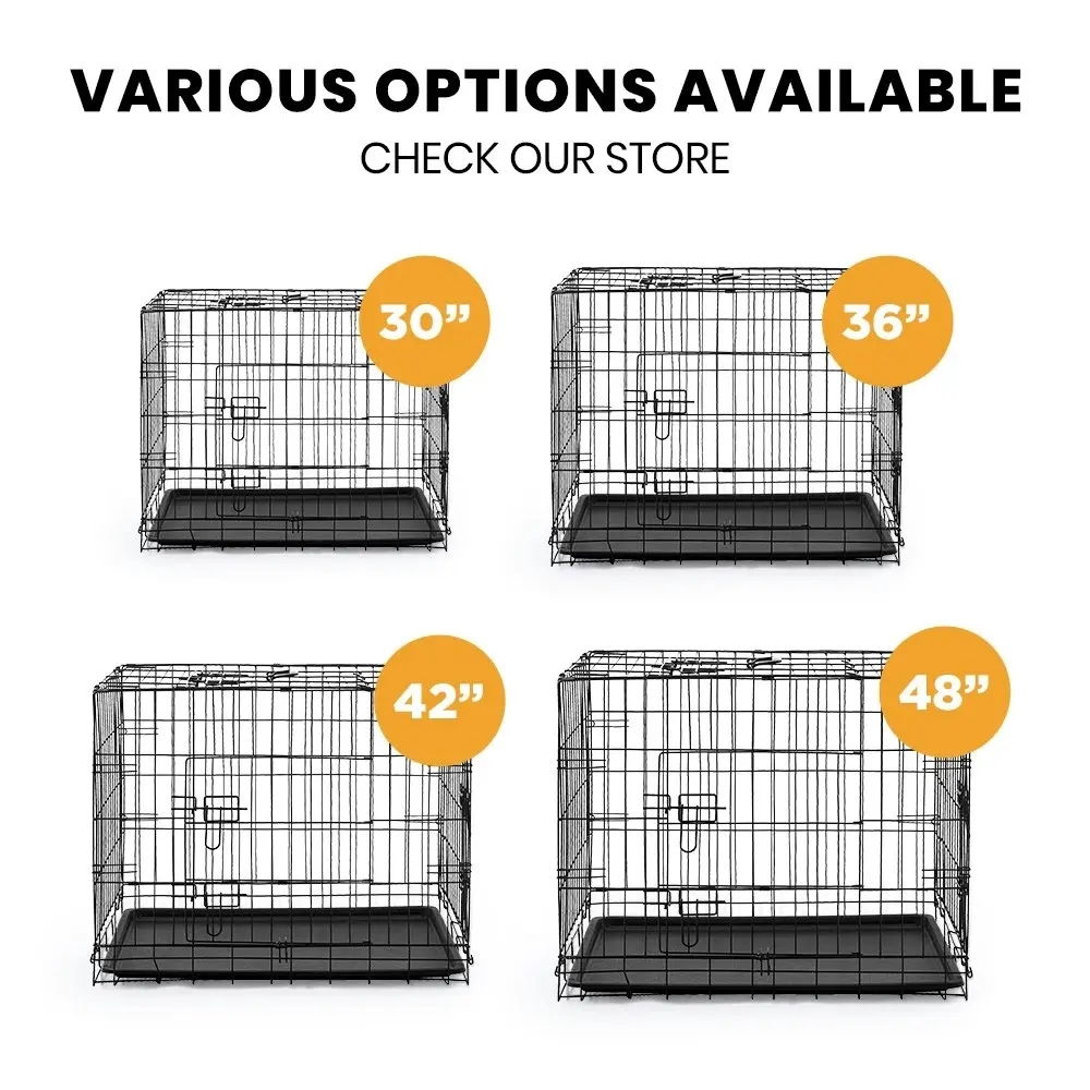 Taily 30" Dog Cage 3 Doors Pet Crate Foldable Metal Frame Kennel Rabbit Cat Puppy Playpen House Tray