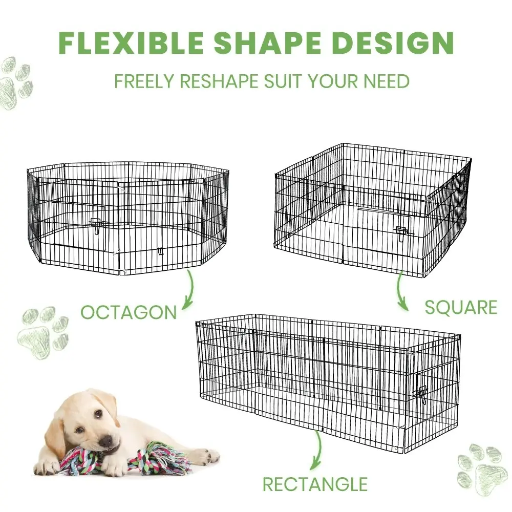 Taily 24" Dog Playpen 8 Panel Foldable Pet Fence Exercise Play Pen Cat Rabbit Puppy Cage Enclosure