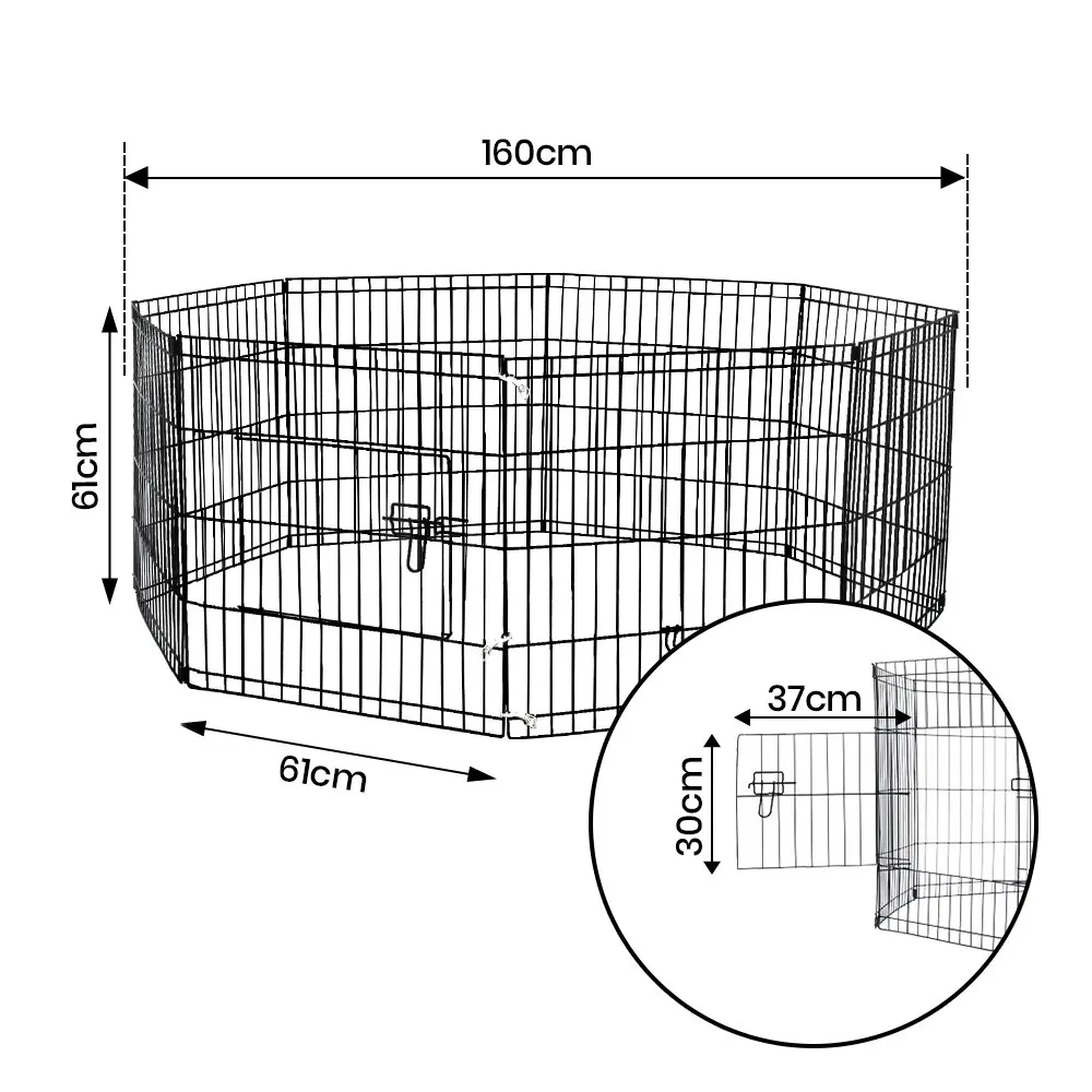 Taily 24" Dog Playpen 8 Panel Foldable Pet Fence Exercise Play Pen Cat Rabbit Puppy Cage Enclosure