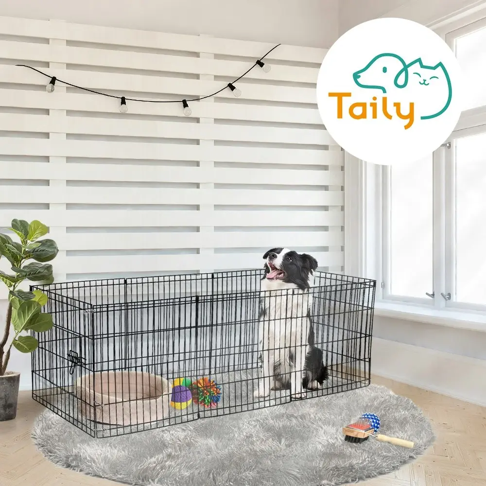 Taily 24" Dog Playpen 8 Panel Foldable Pet Fence Exercise Play Pen Cat Rabbit Puppy Cage Enclosure