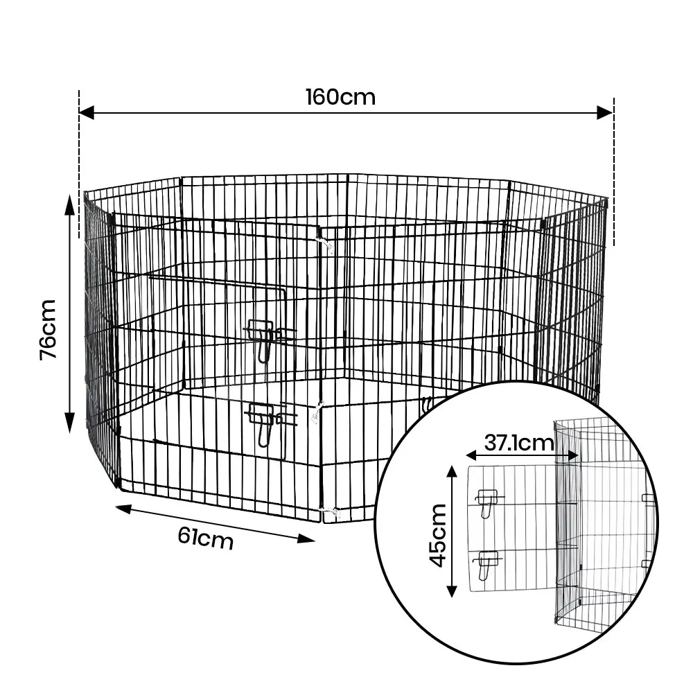 Taily 30" Dog Playpen 8 Panel Foldable Pet Fence Exercise Play Pen Cat Rabbit Puppy Cage Enclosure