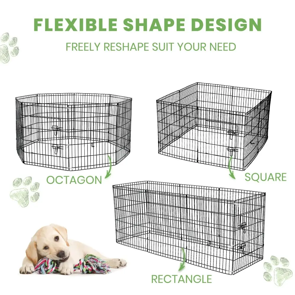 Taily 30" Dog Playpen 8 Panel Foldable Pet Fence Exercise Play Pen Cat Rabbit Puppy Cage Enclosure