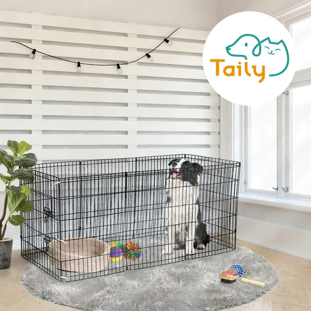 Taily 30" Dog Playpen 8 Panel Foldable Pet Fence Exercise Play Pen Cat Rabbit Puppy Cage Enclosure